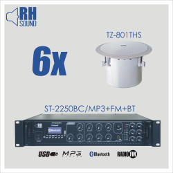Nagłośnienie sufitowe RH SOUND ST-2250BC/MP3+FM+BT + 6x TZ-801THS