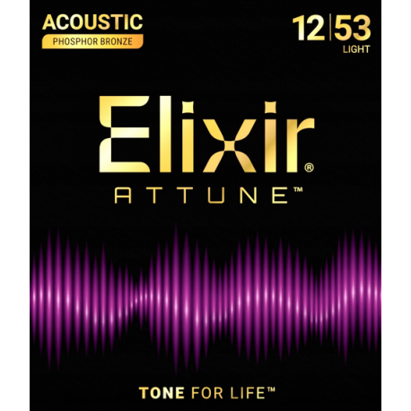 Elixir ATTUNE Phos Bronze Light 12-53 - struny do gitary akustycznej
