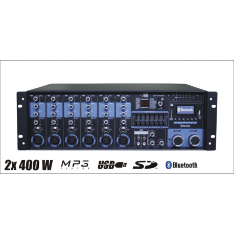 RH SOUND SY-2400 - Wzmacniacz 2x 400Watt z mikser/BT/MP3/