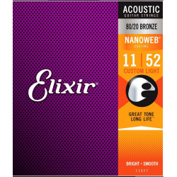 Elixir 11027 NanoWeb Bronze Custom Light 11-52 struny akustyczne