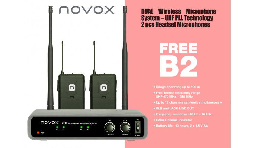 NOVOX FREE B2 Zestaw 2 mikrofonów nagłownych.