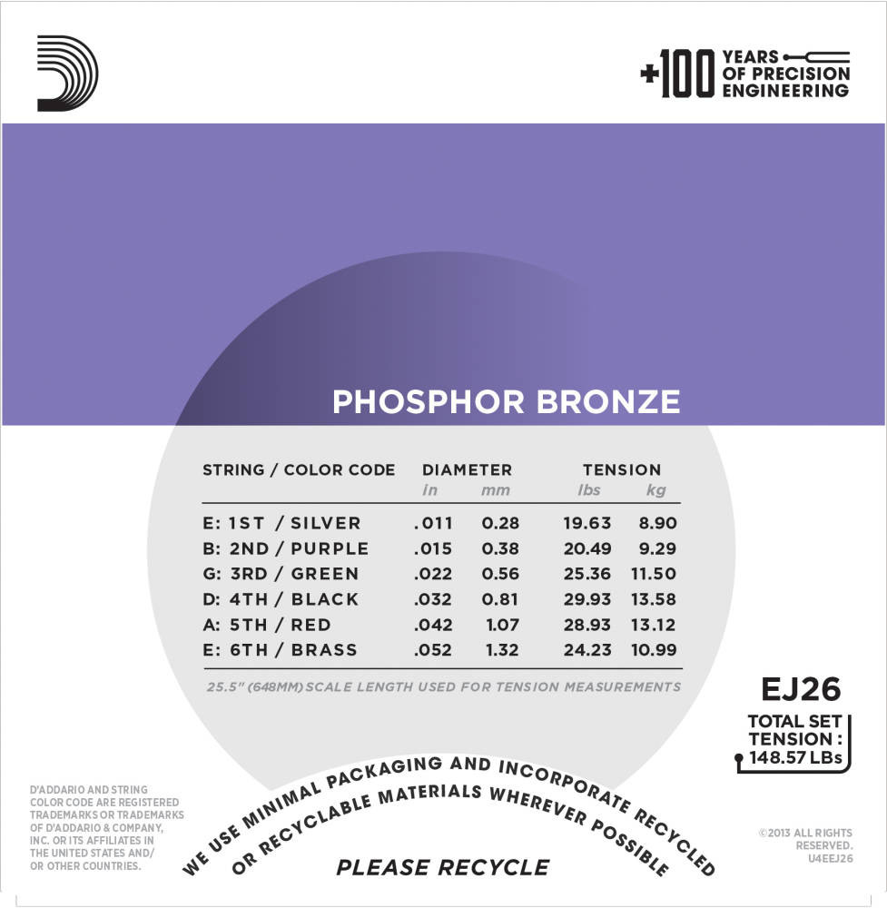 D'Addario EJ-26 11-52 - struny do gitary akustycznej Phosphor Bronze