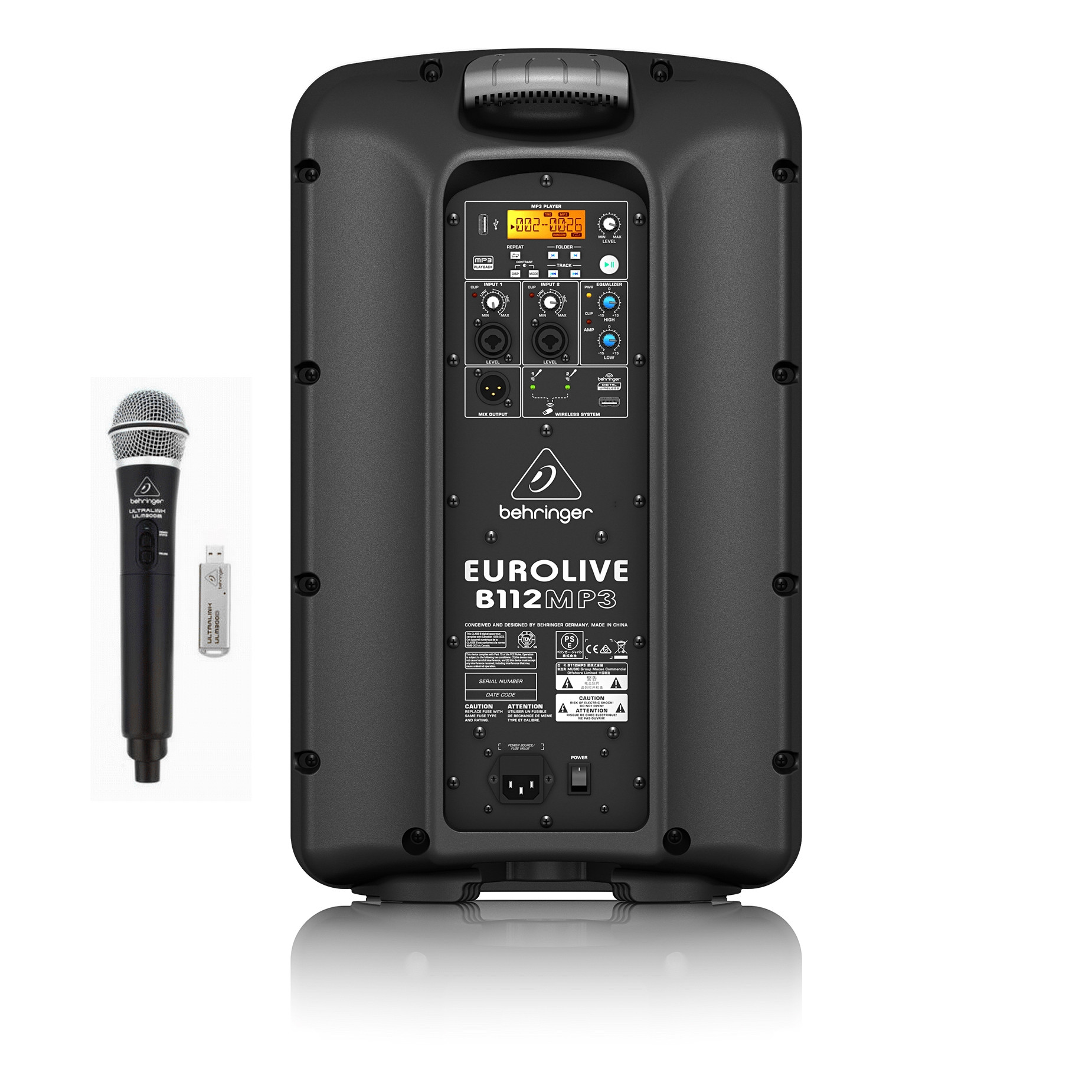 Behringer B112MP3 + ULM202USB Kolumna aktywna z 2 mikrofonami bezprzewodowymi