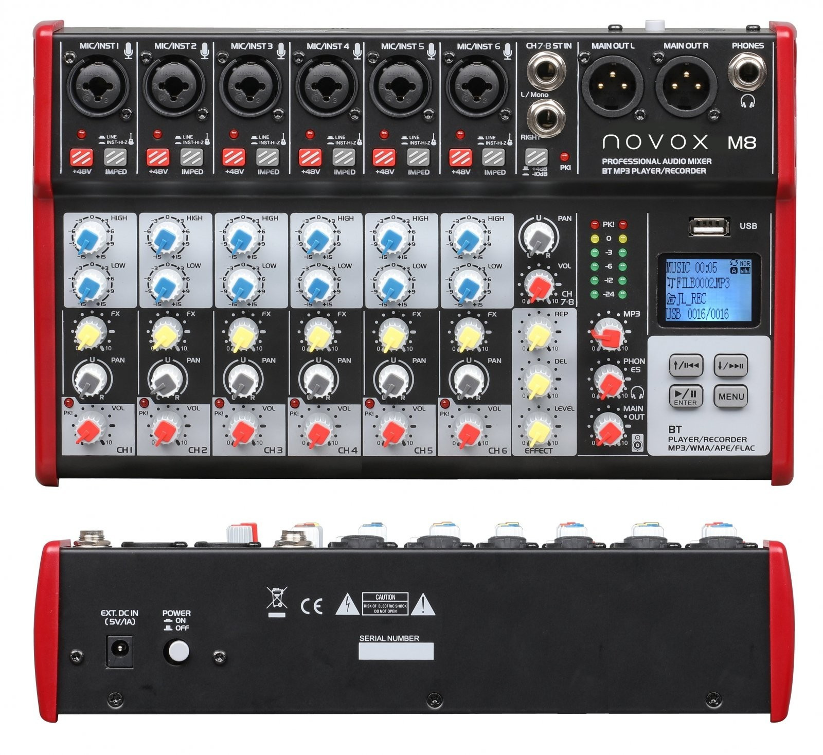 Novox M8 MKII - mikser analogowy + MP3/Bluetooth