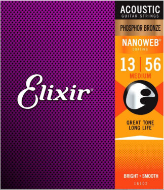 Elixir 16102 NanoWeb Phosphor Bronze Medium 13-56 struny akustyczne