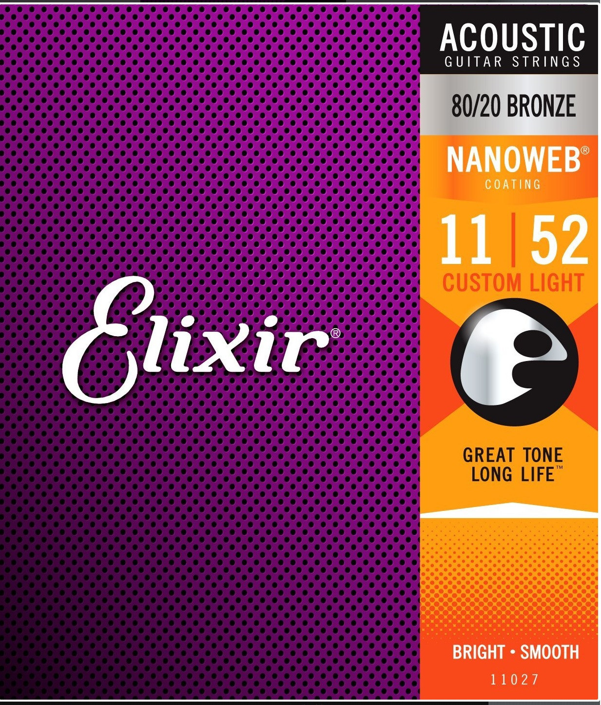 Elixir 11027 NanoWeb Bronze Custom Light 11-52 struny akustyczne