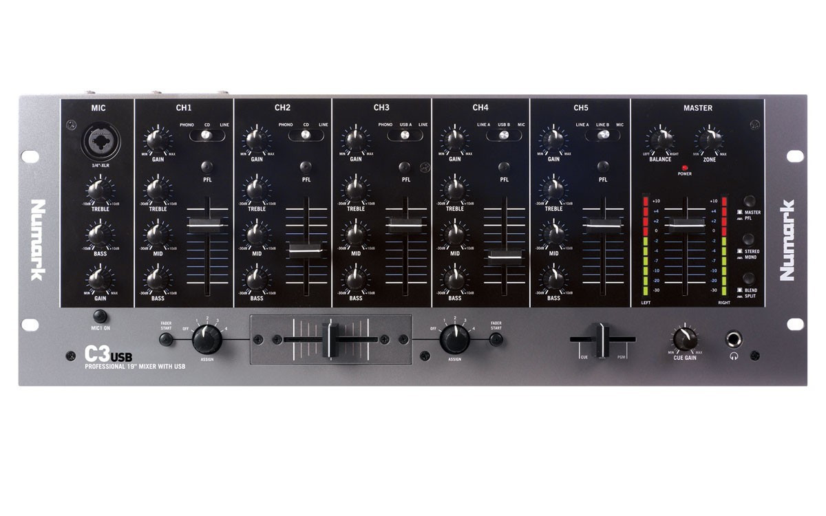 Numark C3 USB - Mikser dla DJ-a, port USB, montowany do racka