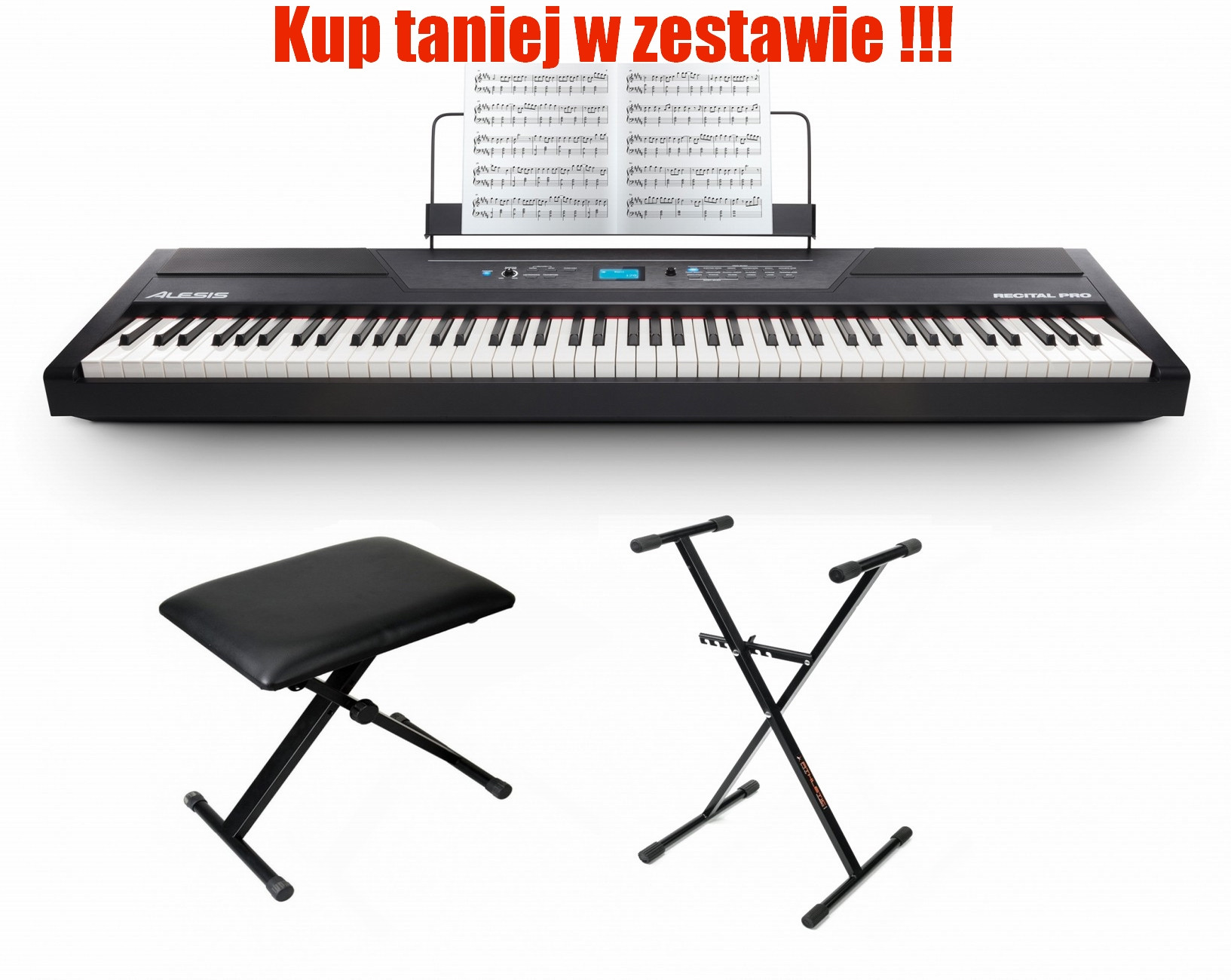 Alesis RECITAL PRO Pianino cyfrowe - zestaw z ławką i statywem