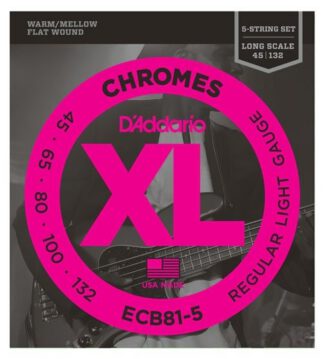 D'Addario ECB81-5 (45-132) Chromes Long Scale - struny do gitary basowej typu FLAT