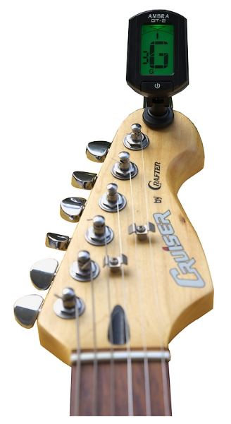Ambra GT-2 - Tuner gitarowy chromatyczny klips przypinany na główkę gitary
