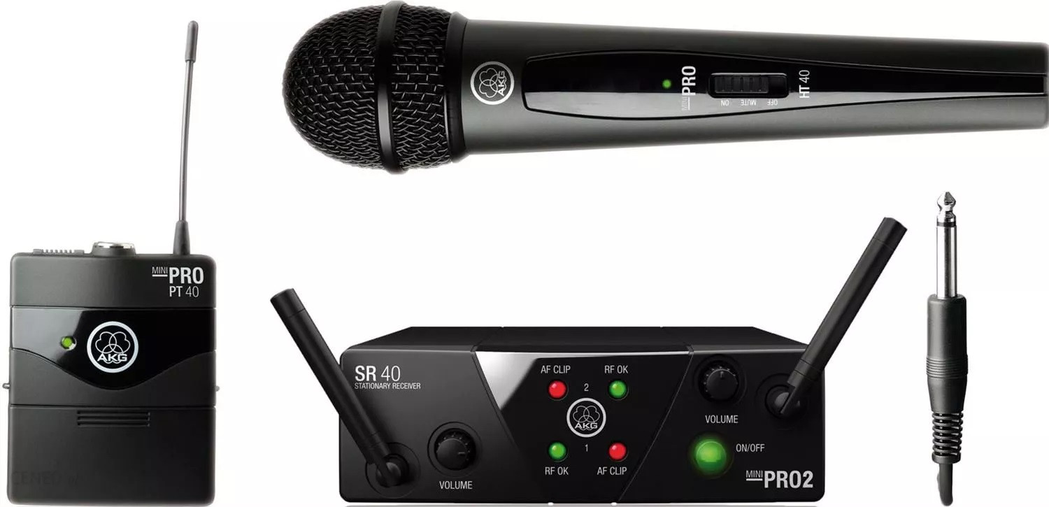 AKG WMS 40 PRO Mini DUAL MIX Set - bezprzewodowy zestaw z 1 mikrofonem nagłownym i 1 mikrofonem do ręki