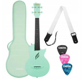 Cascha Carbon Fibre Ukulele Koncertowe MINT Zestaw z pokrowcem, paskiem i kostkami