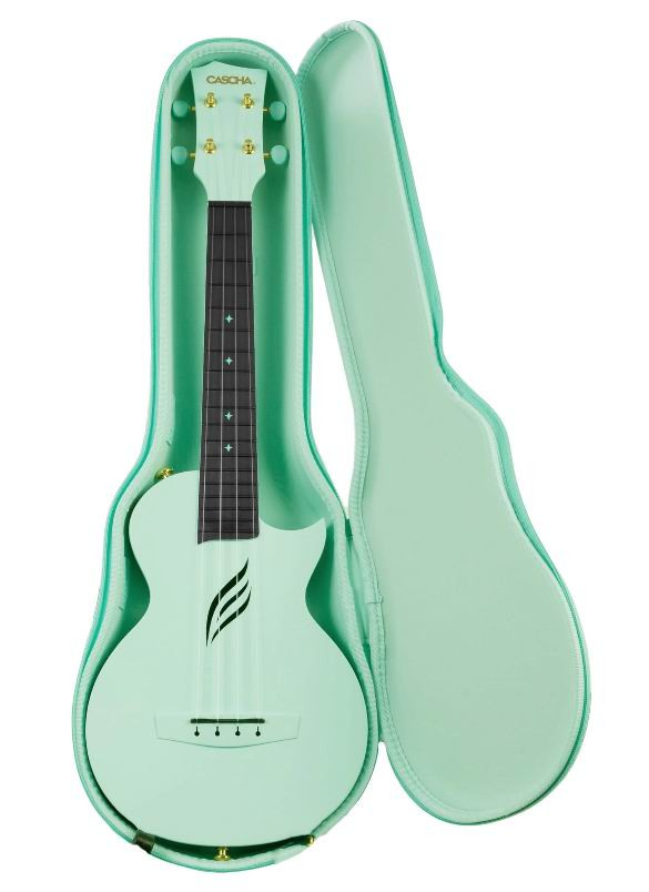 Cascha Carbon Fibre Ukulele Koncertowe MINT Zestaw z pokrowcem, paskiem i kostkami