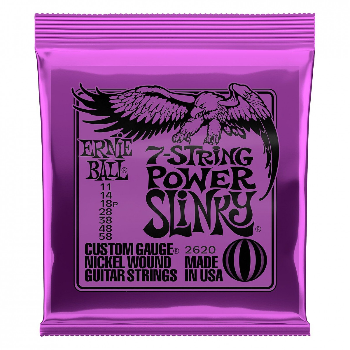 Ernie Ball 2620 7 String Power Slinky 11-58 (7) - struny do gitary elektrycznej siedmiostrunowej