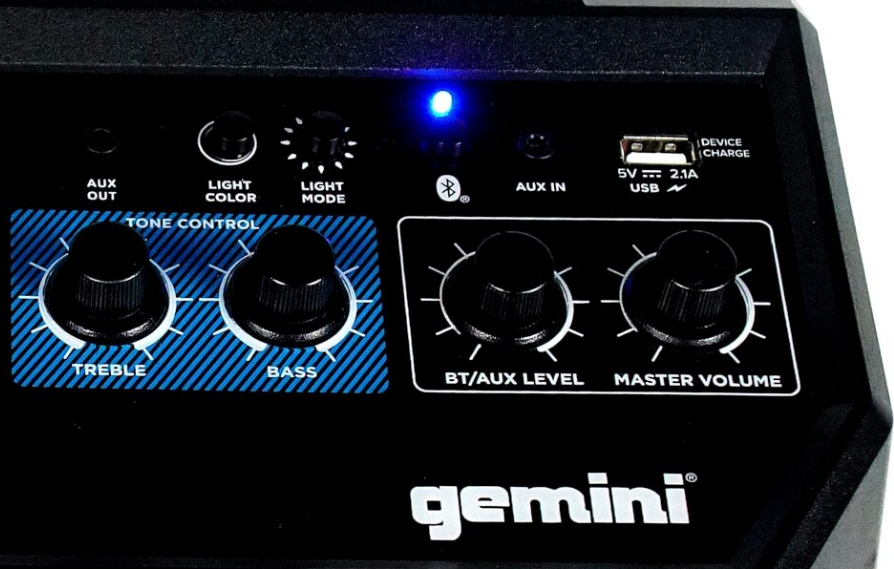GEMINI MPA-3600 Przenośny system PA, 2 kanały, BT,USB, akumulator, diody LED, wózek
