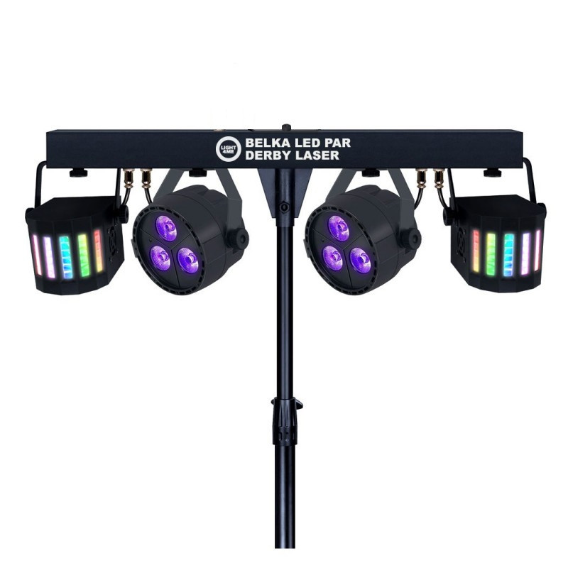 LIGHT4ME BELKA LED PAR DERBY LASER multiefekt świetlny zestaw oświetlenie disco