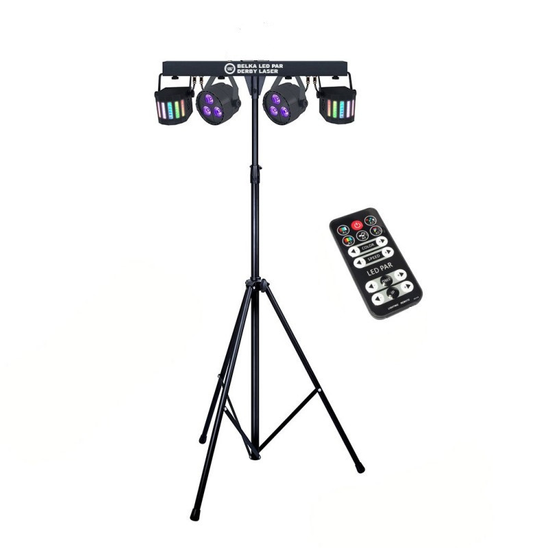 LIGHT4ME BELKA LED PAR DERBY LASER multiefekt świetlny zestaw oświetlenie disco