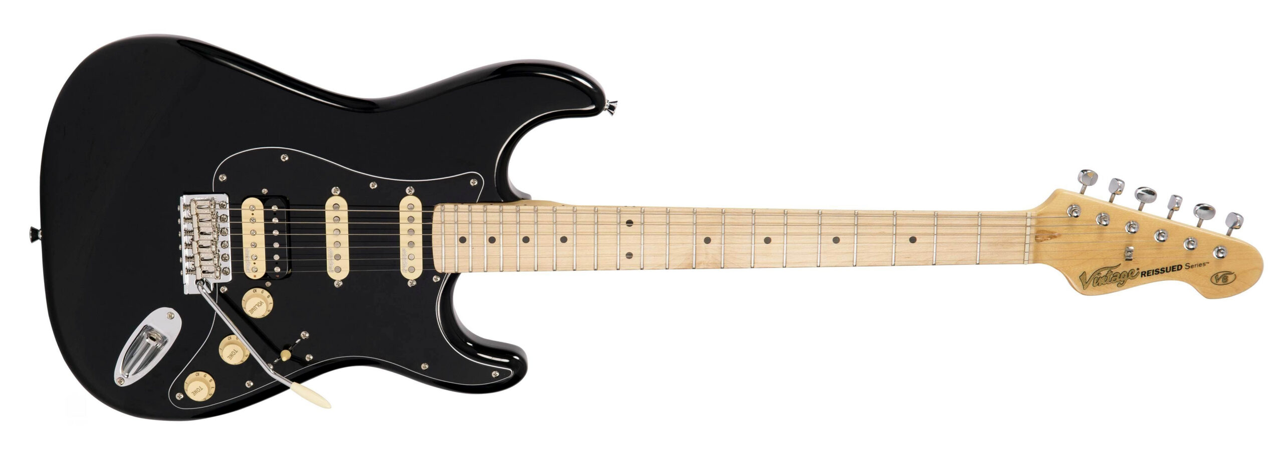 VINTAGE V6HMBB Gitara elektryczna stratocaster, kolor Boulevard Black