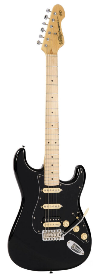 VINTAGE V6HMBB Gitara elektryczna stratocaster, kolor Boulevard Black