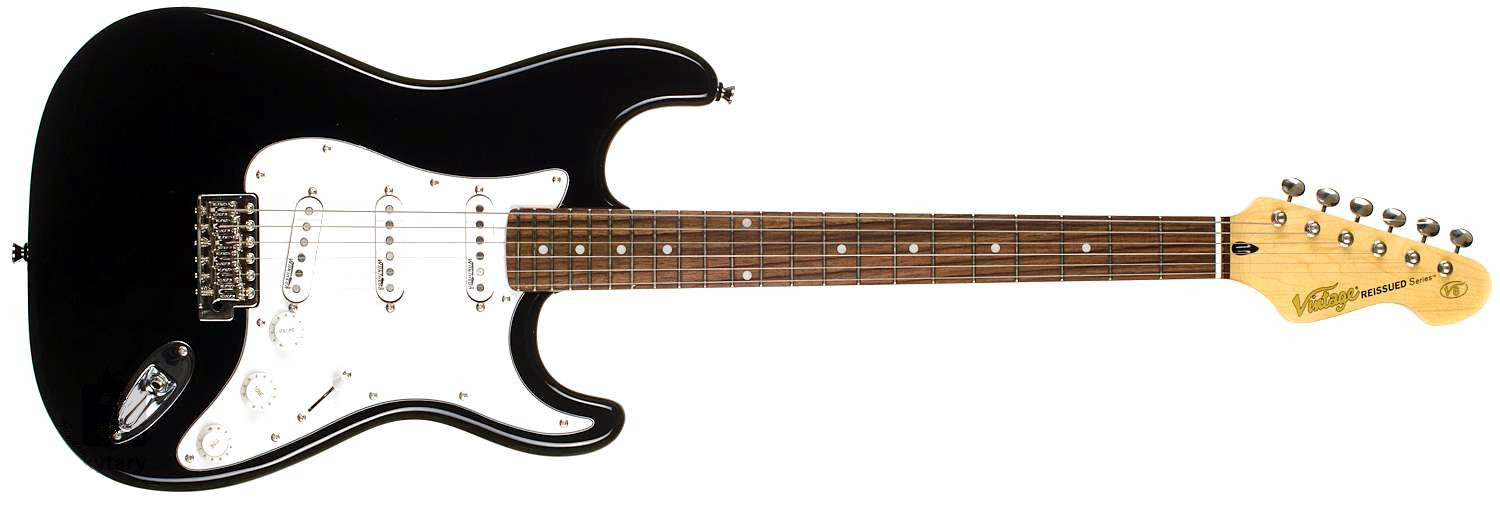 VINTAGE V6 BB Gitara elektryczna stratocaster, kolor Boulevard Black