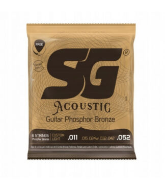 SG - struny do gitary akustycznej 11-52 Phosphor Bronze + struna E i kostka