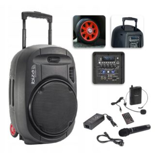 Kolumna IBIZA Sound PORT15UHF-MKII 400 W czarny - kolumna akumulatorowa Karaoke Piknikowa