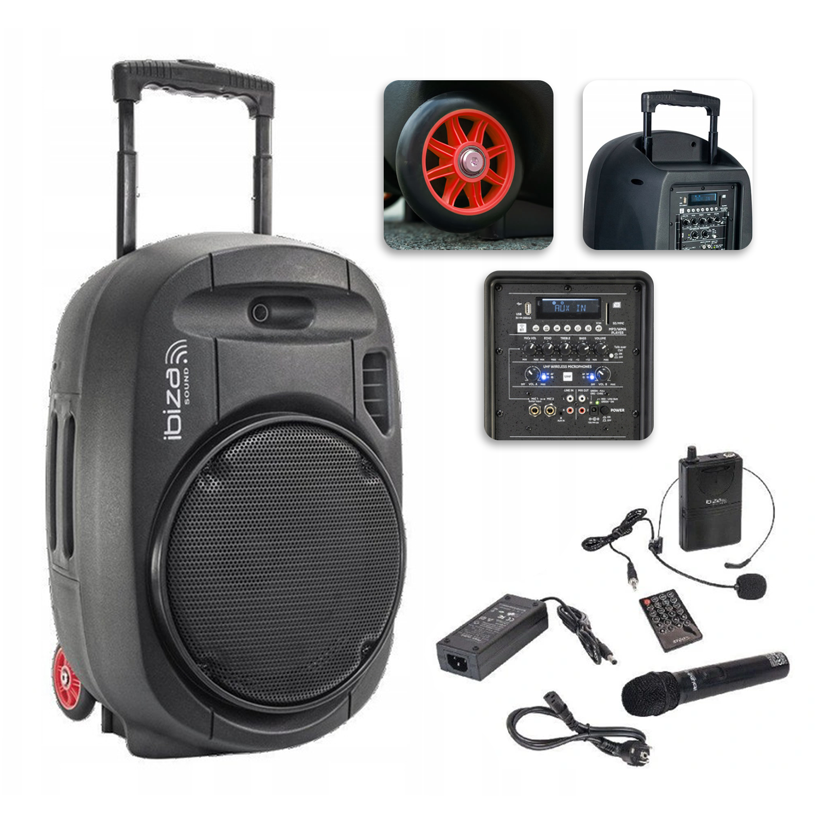 Kolumna IBIZA Sound PORT15UHF-MKII 400 W czarny - kolumna akumulatorowa Karaoke Piknikowa