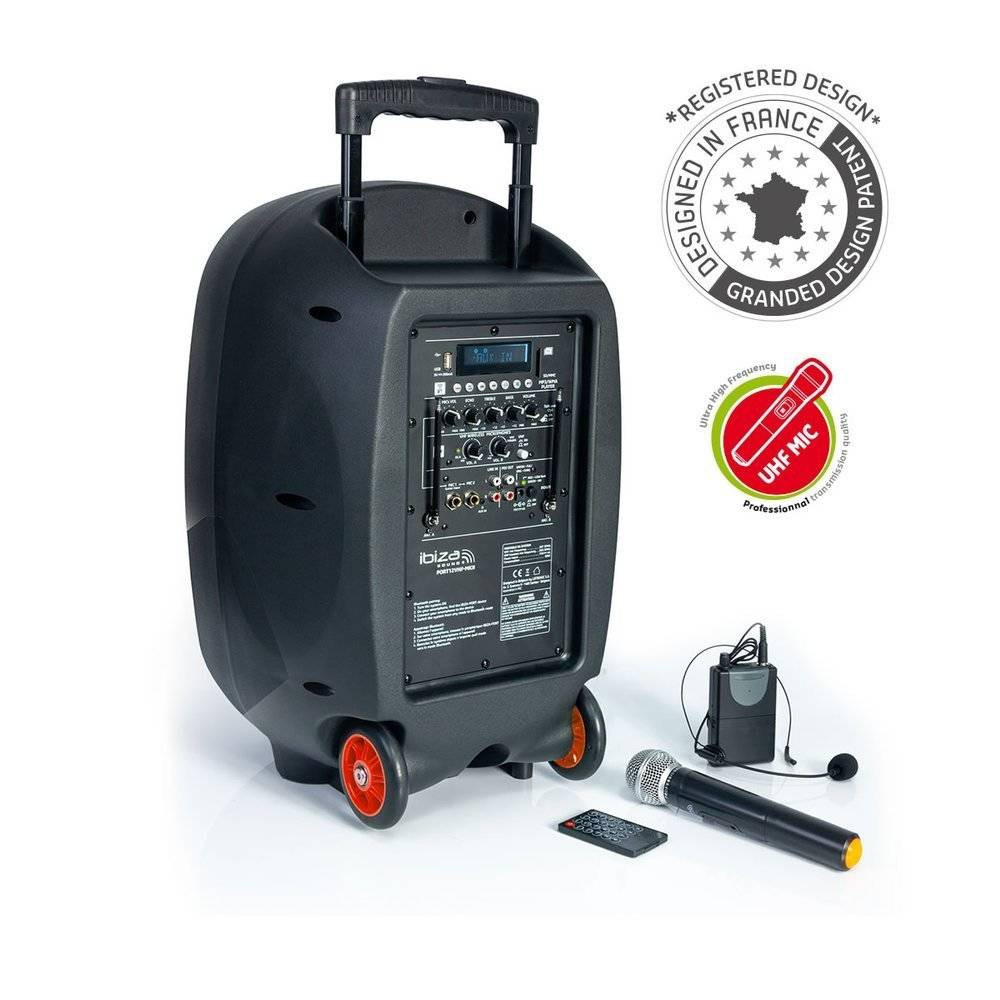 Kolumna IBIZA Sound PORT15UHF-MKII 400 W czarny - kolumna akumulatorowa Karaoke Piknikowa