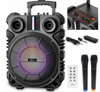 Media-tech Boombox Trolley BT - głośnik akumulatorowy z dwoma mikrofonami bezprzewodowymi