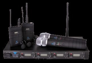 Mikrofon PLL-400 UHF 4 kanały - system bezprzewodowy doręczny + krawatowy