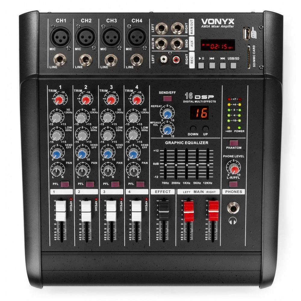 Vonyx AM5A Powermikser 5-kanałowy DSP/BT/SD/USB/MP3