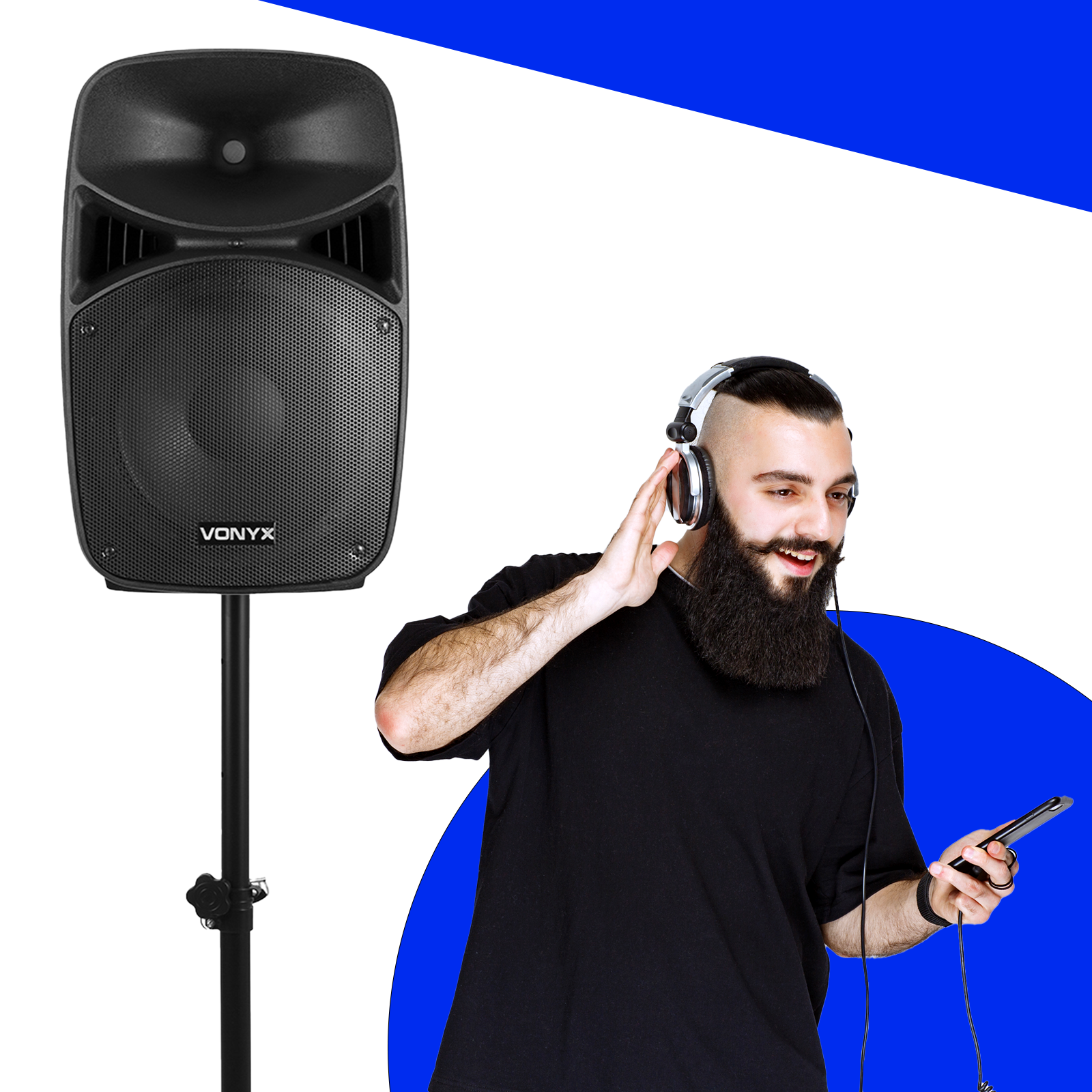 Vonyx VPS152A 1000W + statywy + mikrofon - aktywny zestaw nagłośnieniowy