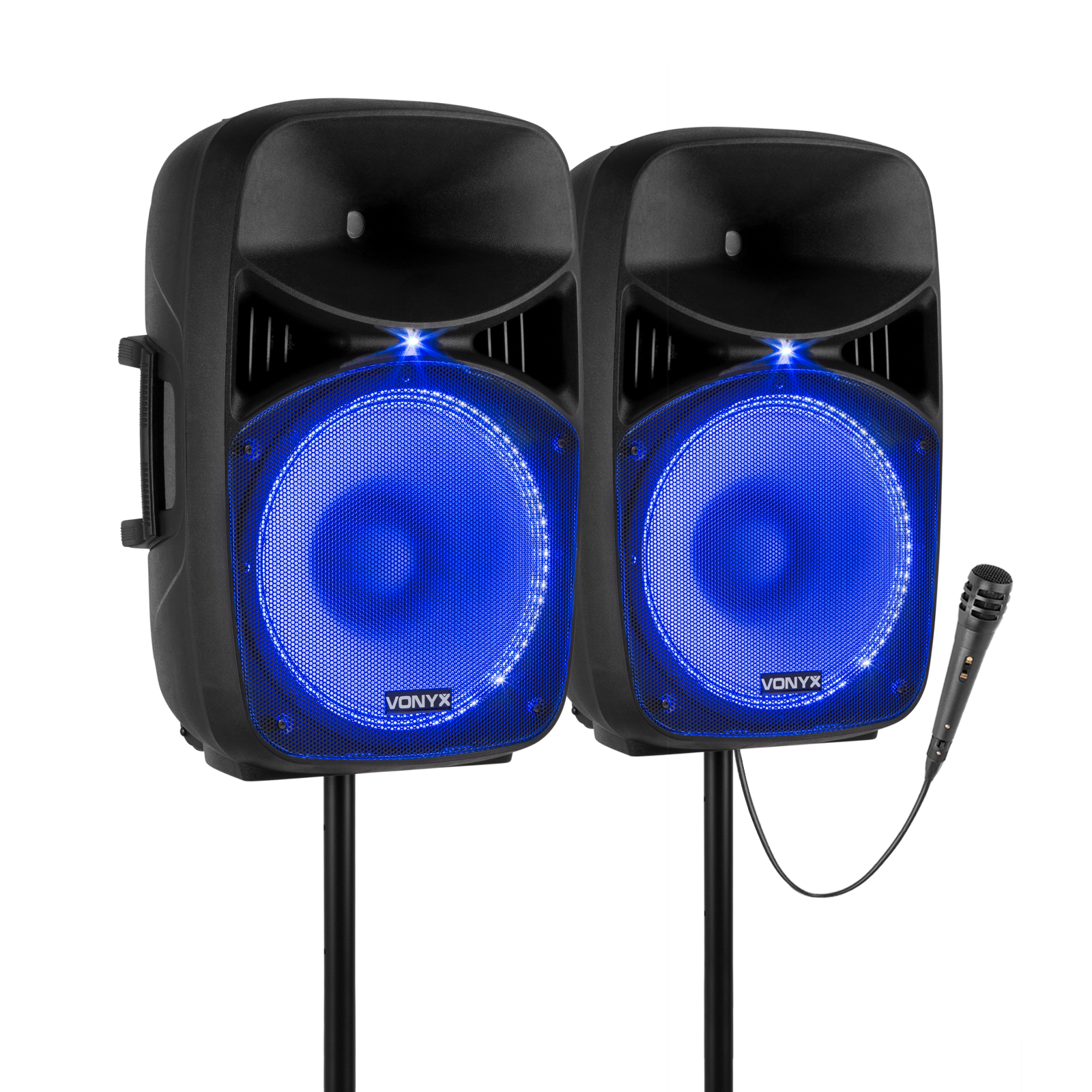 Vonyx VPS152A 1000W + statywy + mikrofon - aktywny zestaw nagłośnieniowy