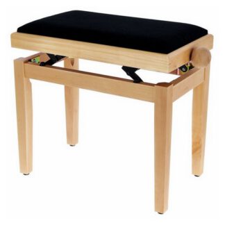 THON KB-15NM Ława do pianina (naturalny) z siedziskiem z czarnego weluru