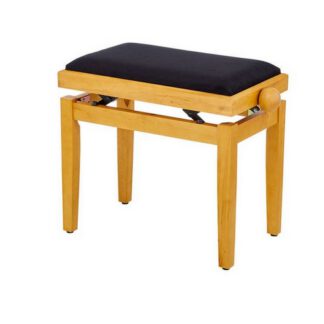 THON KB-15OAKM Ława do pianina (naturalna sosna) z siedziskiem z czarnego weluru