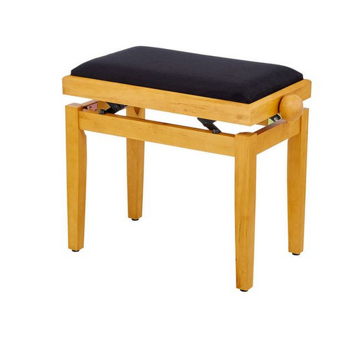 THON KB-15OAKM Ława do pianina (naturalna sosna) z siedziskiem z czarnego weluru