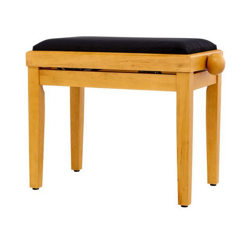 THON KB-15OAKM Ława do pianina (naturalna sosna) z siedziskiem z czarnego weluru