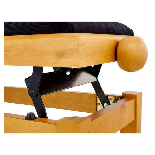 THON KB-15OAKM Ława do pianina (naturalna sosna) z siedziskiem z czarnego weluru