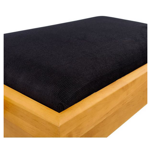 THON KB-15OAKM Ława do pianina (naturalna sosna) z siedziskiem z czarnego weluru