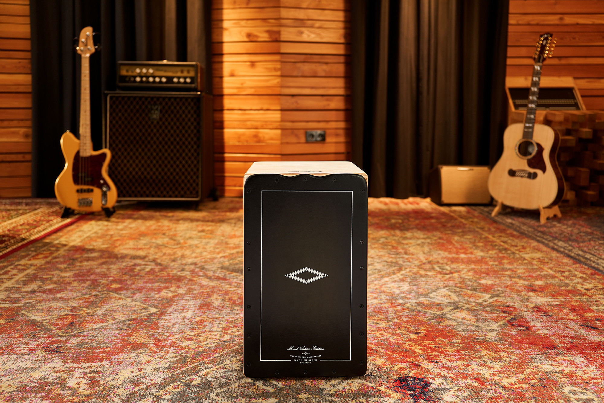 MEINL Percussion Artisan Edition Pickup Cajon Soleá Line Dark Olive Burst - cajon PAESLDOB