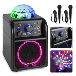 Vonyx SBS55B - głośnik karaoke 2x mikrofon BT LED
