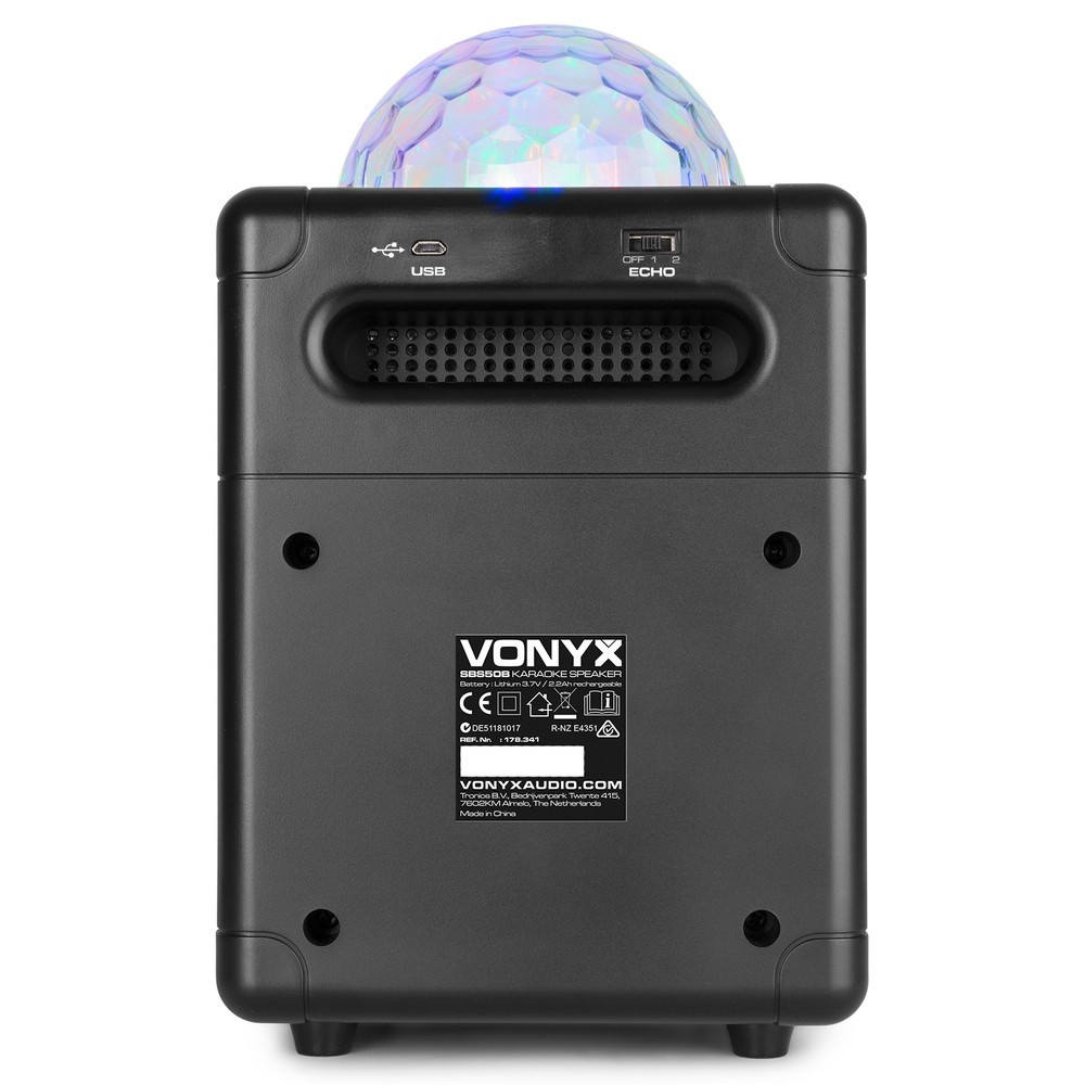 Vonyx SBS55B - głośnik karaoke 2x mikrofon BT LED
