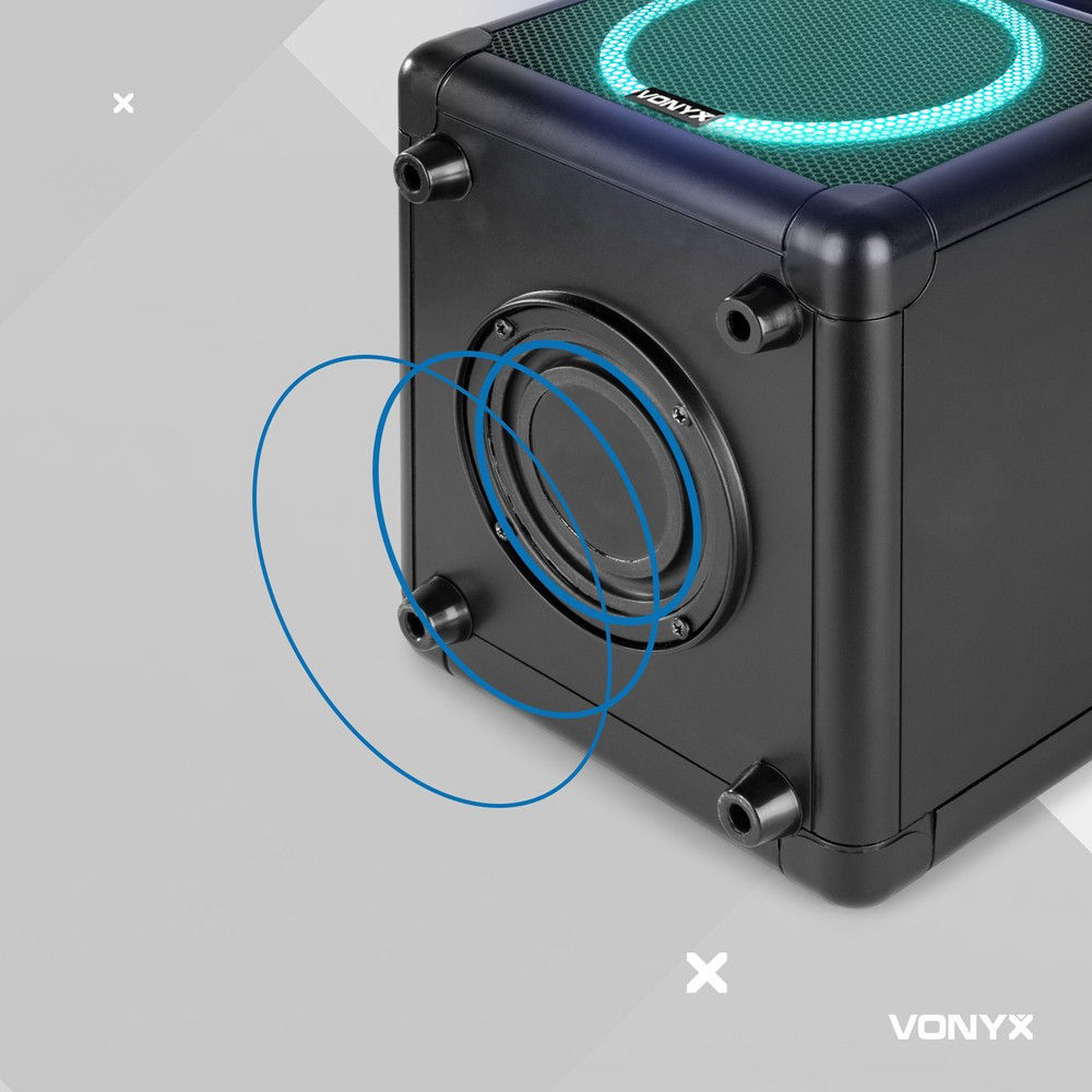 Vonyx SBS55B - głośnik karaoke 2x mikrofon BT LED