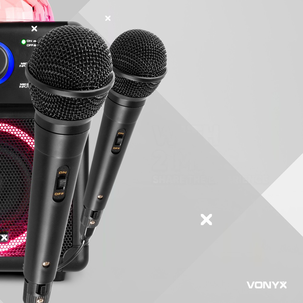Vonyx SBS55B - głośnik karaoke 2x mikrofon BT LED