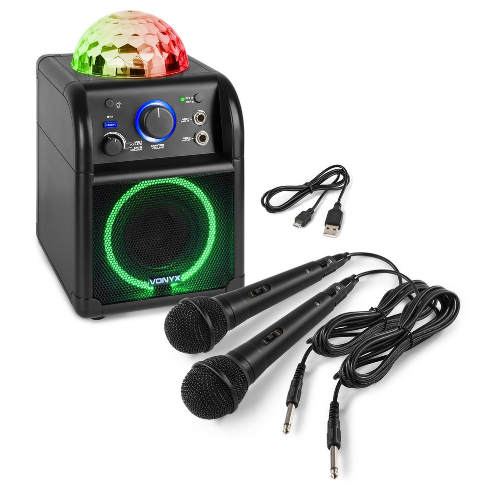 Vonyx SBS55B - głośnik karaoke 2x mikrofon BT LED