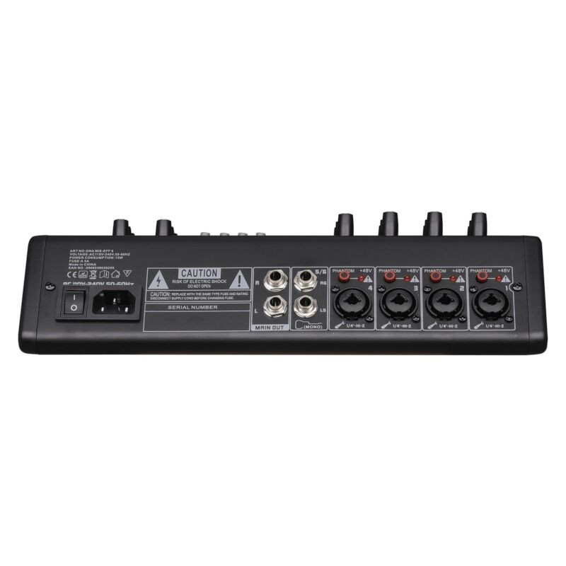 DNA MIX-EFF 6 - analogowy mikser dźwięku 6 kanałów USB MP3 Bluetooth Phantom +48V DSP EQ efekty dźwiękowe
