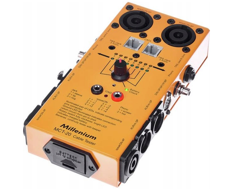 Millenium MCT-20 - tester kabli XLR DMX Speakon Jack RCA
