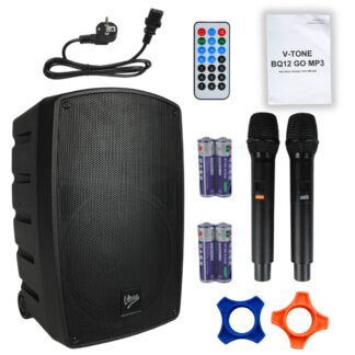 V-TONE BQ12 GO MP3 - kolumna aktywna akumulatorowa Bluetooth z dwoma mikrofonami bezprzewodowymi