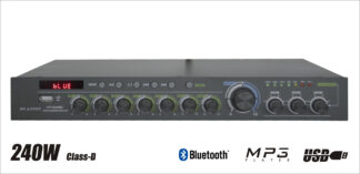 Wzmacniacz radiowęzłowy 100V Restauracja, Szkoła, Siłownia - DTY-240BC Mp3 / Radio FM / Bluetooth / 3 strefy