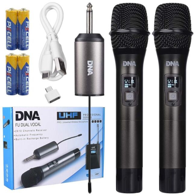 DNA FU DUAL VOCAL wokalowy mikrofon bezprzewodowy zestaw 2x nadajnik doręczny do karaoke